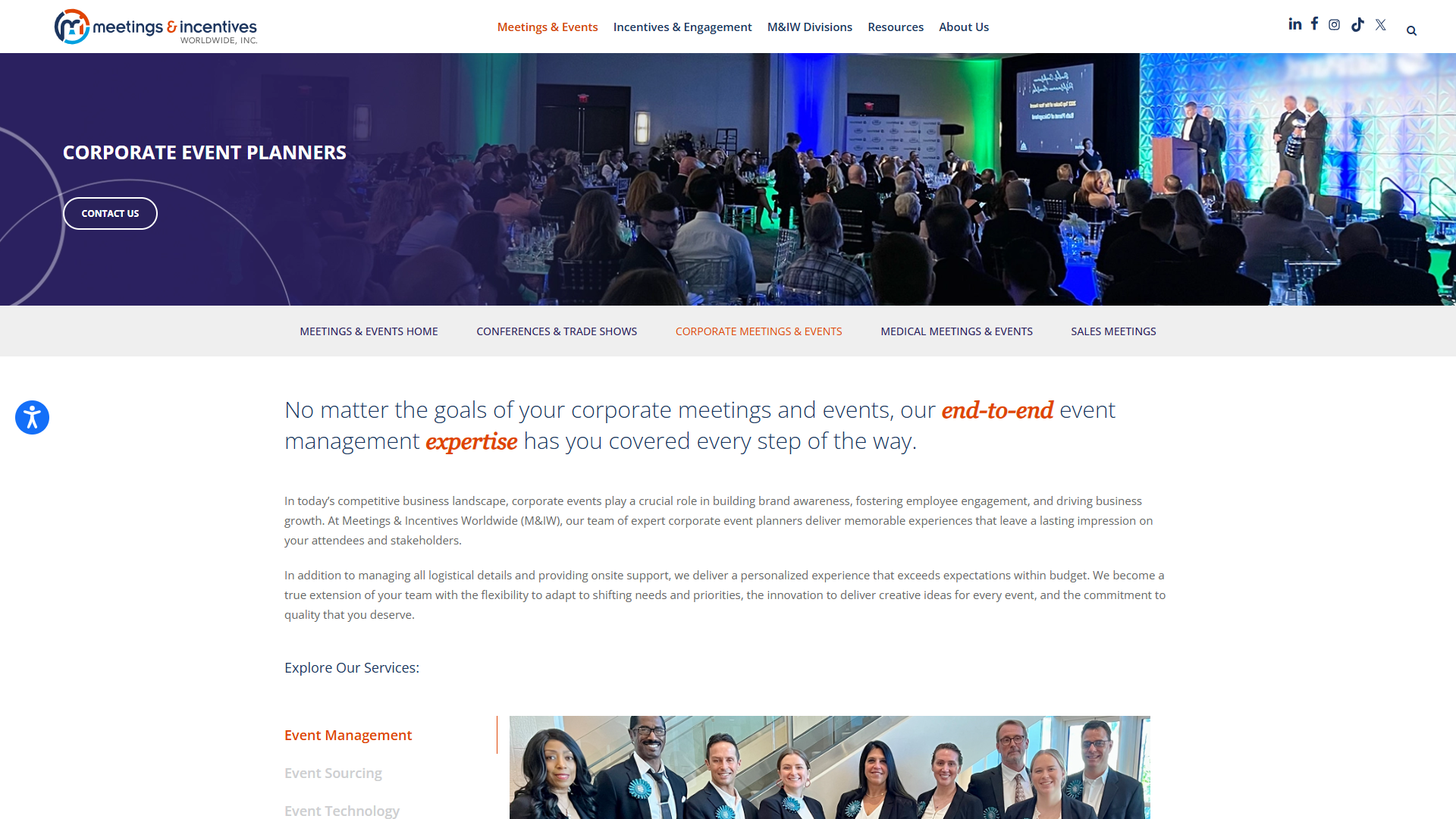 Corporate event planners website