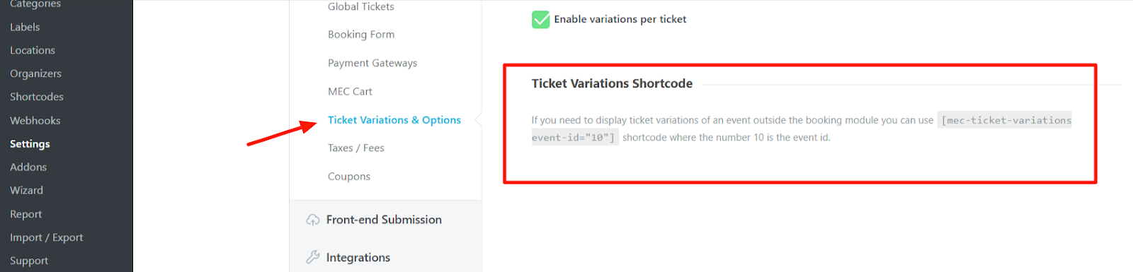 Ticket variations