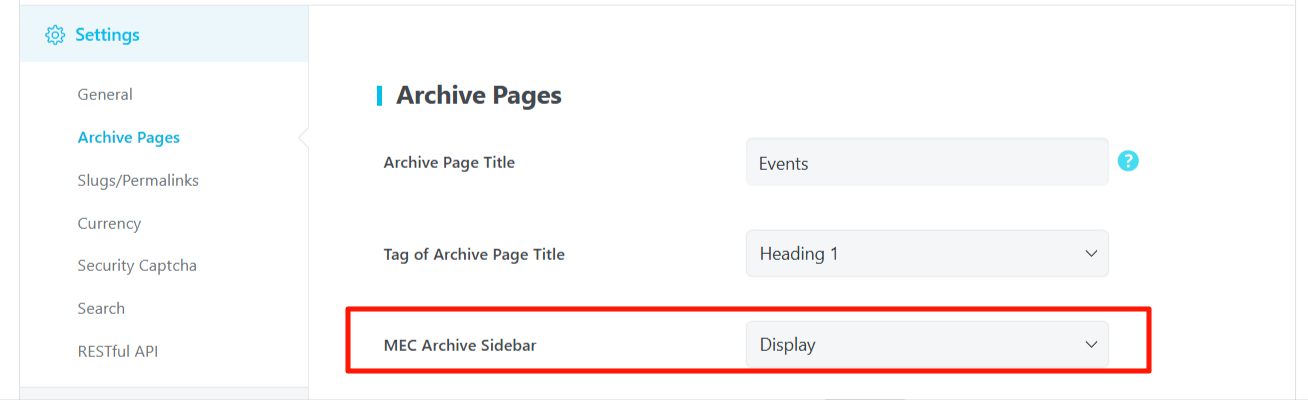 MEC archive sidebar