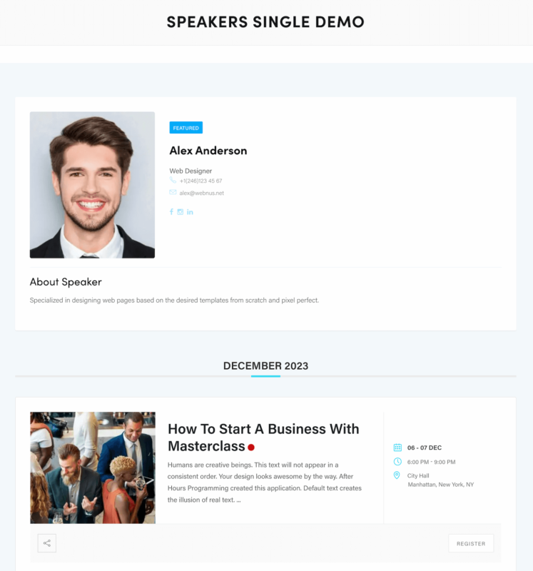 MEC Speakers Module | Plan a Conference