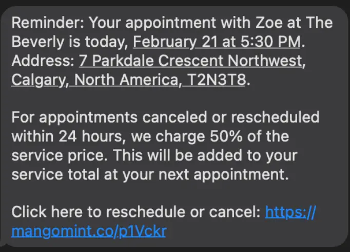 appointment confirmation - Being overly informal with new clients