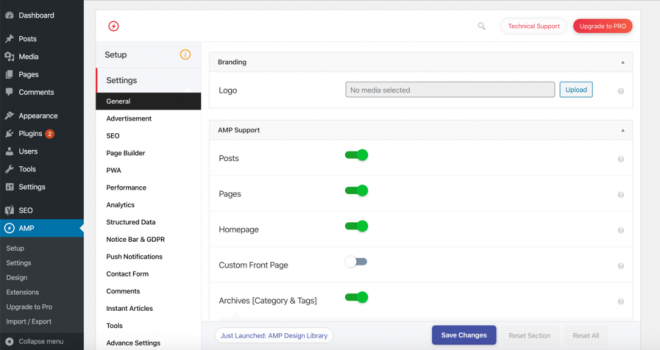 AMPforWP Settings