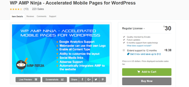 WP AMP Ninja | Meilleurs plugins WordPress AMP