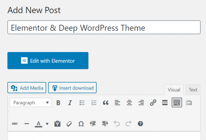 Edit with Elementor | Elementor & Deep WordPress Theme