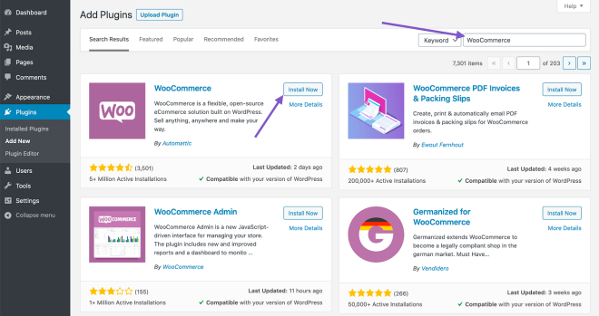 Installing WooCommerce Installing WooCommerce