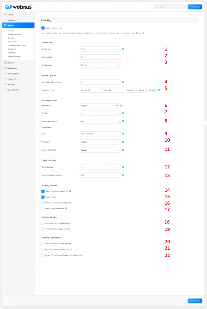 MEC New Booking Feature Calendar for Date Selection