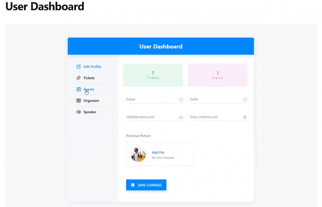 User Dashboard (Has Events) - Modern Events Calendar