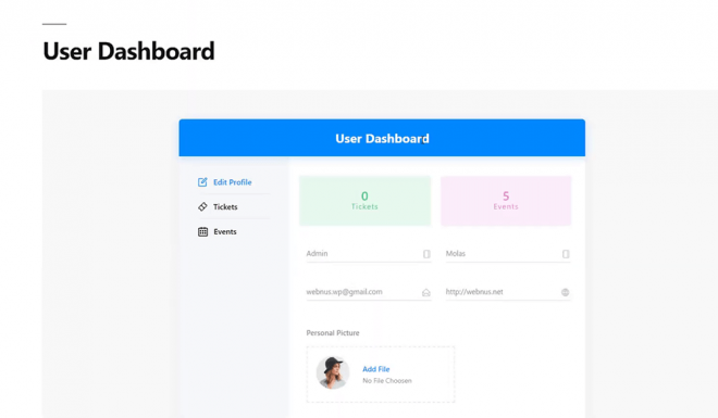 User Dashboard - Modern Events Calendar