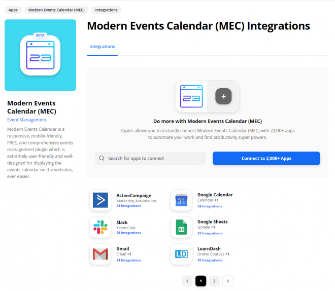 Modern Events Calendar Zapier Integration Addon