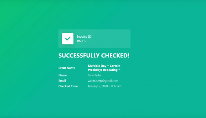 Successfully Checked | Sell Events with Ticket & Invoice Addon