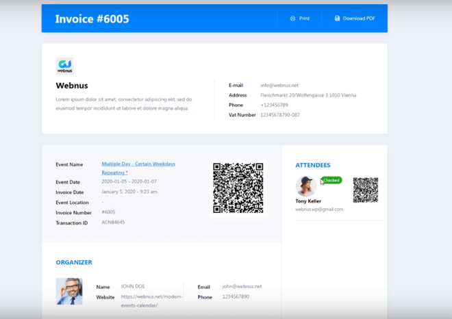 Checked by QR Code | Sell Events with Ticket & Invoice Addon Checked by QR Code | Sell Events with Ticket & Invoice Addon