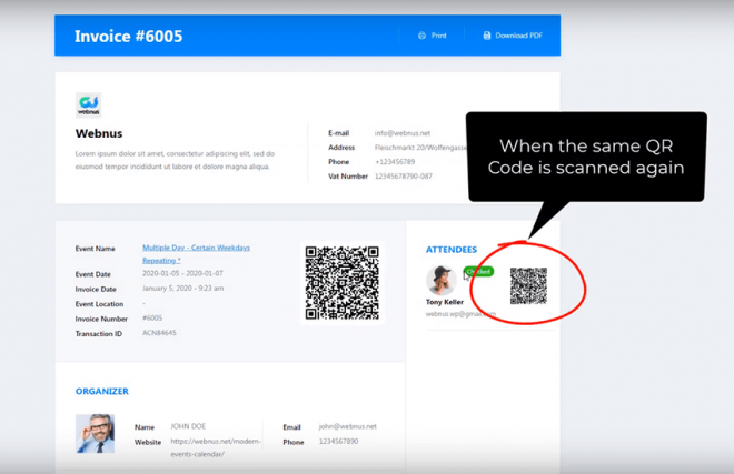 Rescan QR Code | Sell Events with Ticket & Invoice Addon