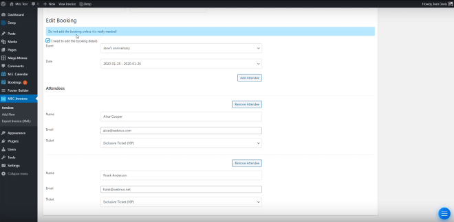 Edit Booking | Sell Events with Ticket & Invoice Addon Edit Booking | Sell Events with Ticket & Invoice Addon