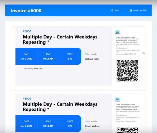 Sample Invoice (Ticket Skin) | Sell Events with Ticket & Invoice Addon Sample Invoice (Ticket Skin) | Sell Events with Ticket & Invoice Addon