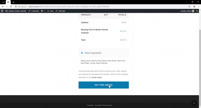 WooCommerce Checkout Pay | Modern Events Calendar